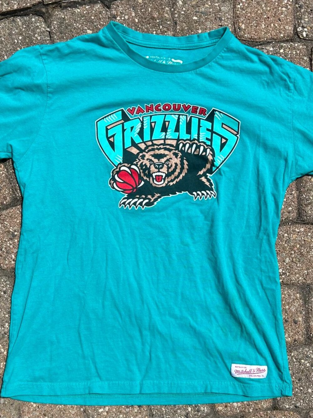 Vintage Style Vancouver Grizzlies Mitchell & Ness NBA Tee Sz XL Retro Teal